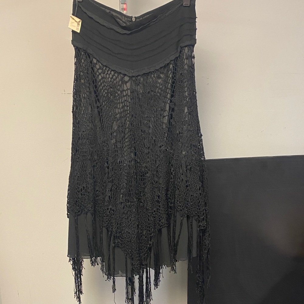 Studio Y Black Crochet Midi Skirt